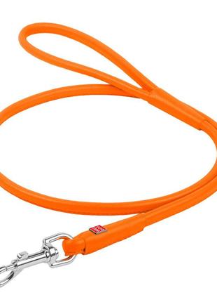 Повідець для собак шкіряний waudog glamour круглий, д 6 мм, дов 122 см помаранчевий