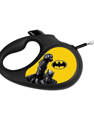 Повідець-рулетка для собак waudog r-leash, малюнок "бетмен жовтий", s, до 15 кг, 5 м, світловідбиваюча стрічка