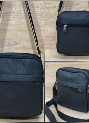 Сумка-мессенджер, сумка через плечо мужская из экокожи 
- экокожа(перфорация) - два отделения и карман спереди 
размер: 22х19х8 см