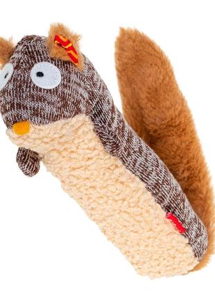 Іграшка для собак білка з пищалкою gigwi plush, текстиль, 29 см