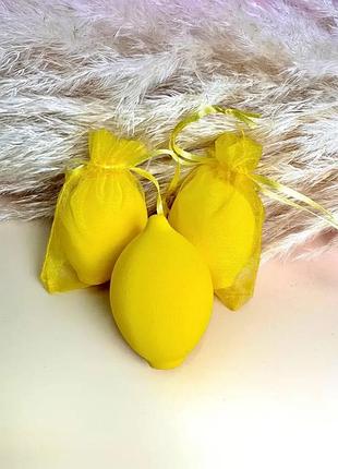 Спонж для нанесення макіяжу у вигляді фруктів "лимон"