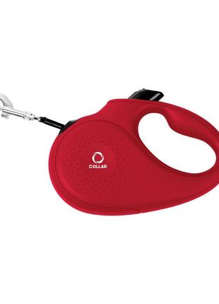 Повідець-рулетка collar для собак, розмір l, 50 кг, 5 м, стрічка червоний2 фото