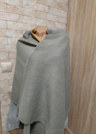Двусторонняя большая шаль шарф шерсть  в составе4 фото
