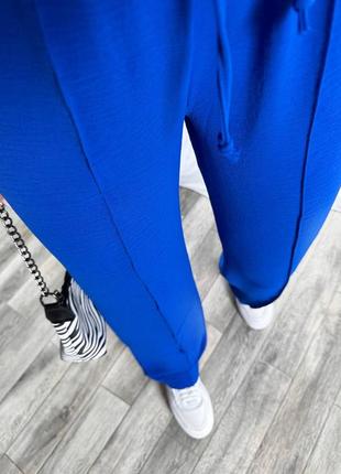 Синие электрик женские широкие брюки палаццо свободного кроя женские повседневные прогулочные брюки брючины палаццо2 фото