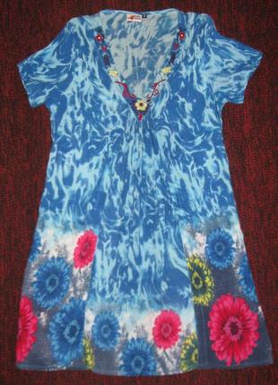 Плаття блакитне віскоза (rayon) з аплікацією, підійде для вагітних6 фото