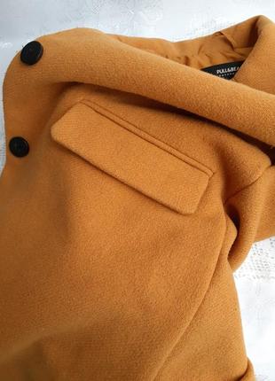 Пальто демисезонное горчичное базовое полушерстяное пиджак8 фото