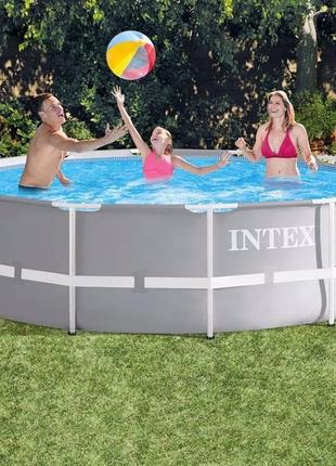 Круглый каркасный бассейн intex 26716 с лестницей и насосом-фильтром, 366x99см 8503л2 фото