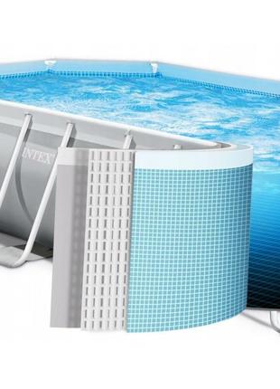 Прямоугольный каркасный бассейн intex 26790 с лестницей и насосом-фильтром, 400x200x122см 8418л4 фото