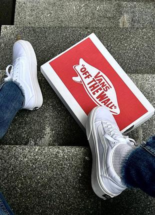 Женские кроссовки vans old school white platform7 фото