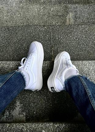 Женские кроссовки vans old school white platform8 фото