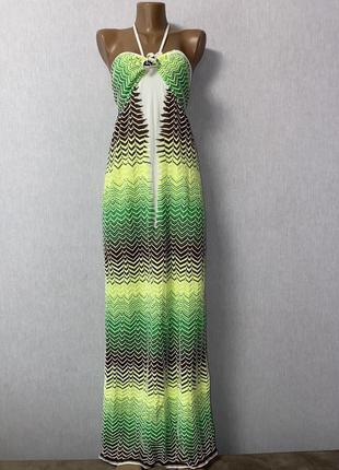 Многоцветное трикотажное платье с шевронным узором m missoni3 фото