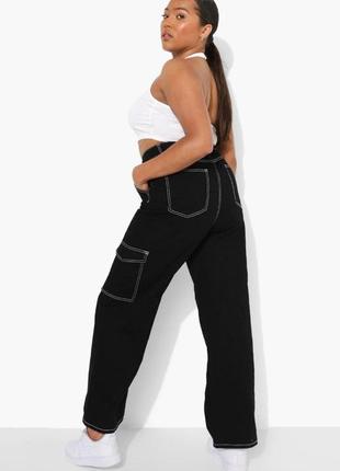 Прямые джинсы большого размера с контрастными швами boohoo, 4xl2 фото