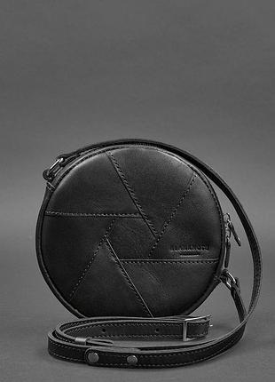 Сумка бон-бон (шкіра krast) графіт - чорна