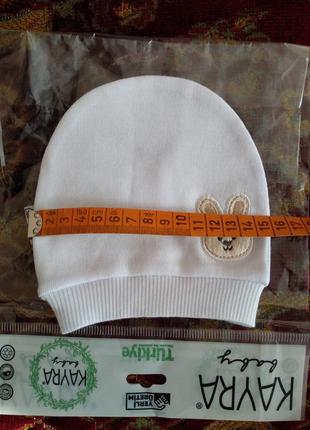 Шапочка шапка для немовлят новонароджених принт зайчик4 фото