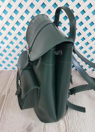 Рюкзак женский "вояж" натуральная кожа, темно-зеленый2 фото