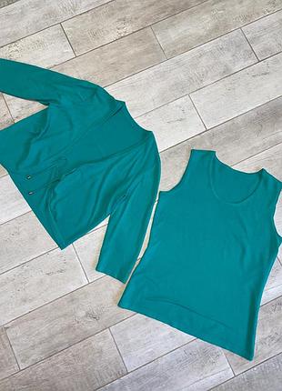 Комплект трикотажная майка и кардиган,укороченый кардиган