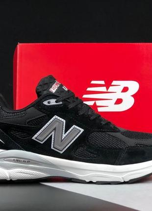 New balance 990  чорні з білим чоловічі кросівки нью беленс спорт стиль високі