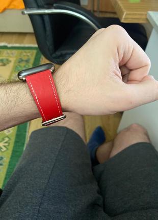 Кожаный браслет для apple watch4 фото