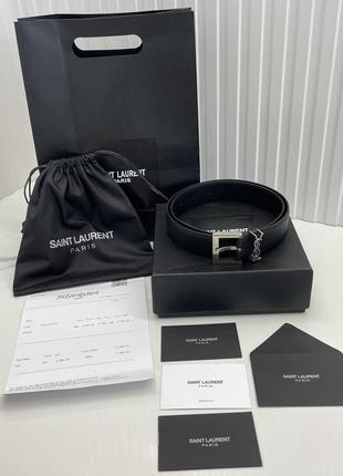 Ремень кожа ysl yves saint laurent серебро и золото8 фото