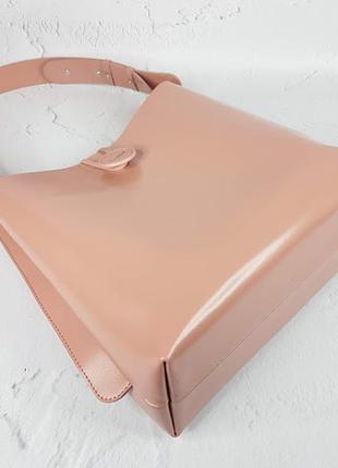 Сумка-шопер "барбара" натуральная кожа, розовая4 фото