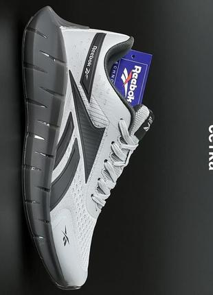 Мужские текстильные кроссовки reebok zig kinetica grey black Желеские кроссовки рыбок кинетика серое чёрное