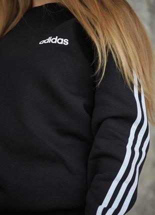 Женский черный спортивный костюм adidas утепленный на флисе зимний4 фото