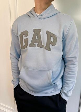 Мужское худи &lt;unk&gt; кофта gap ice blue (с флисом)3 фото