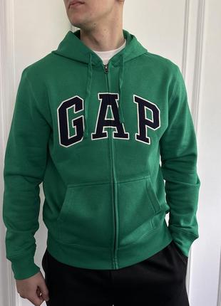 Мужское худи &lt;unk&gt; кофта gap varsity green (с флисом)2 фото