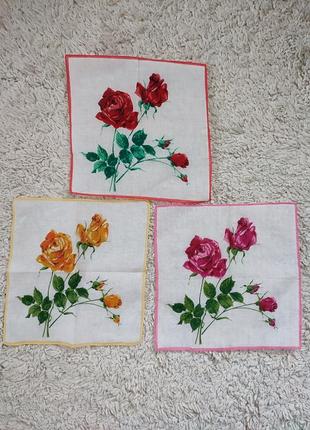 Винтажный батистовый носовой платок  с розой2 фото