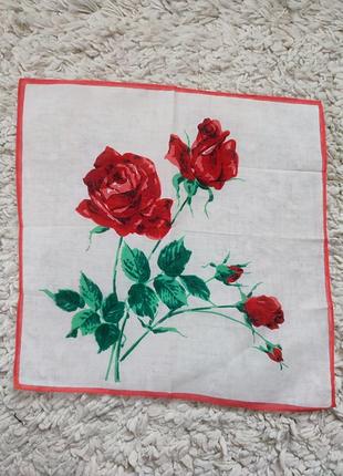 Винтажный батистовый носовой платок  с розой3 фото