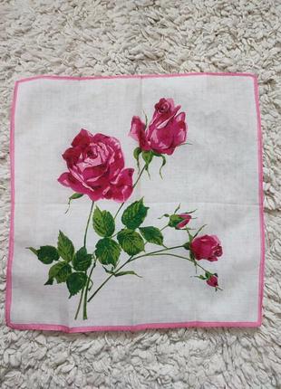 Винтажный батистовый носовой платок  с розой5 фото