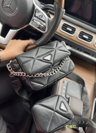 Трендовая черная сумка prada сумочка кожаная сумка кожаная