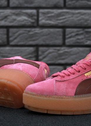 Кросівки жіночі puma suede rihanna. pink розпродаж. кеди на платформі3 фото