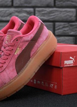 Кросівки жіночі puma suede rihanna. pink розпродаж. кеди на платформі4 фото