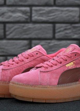 Кросівки жіночі puma suede rihanna. pink розпродаж. кеди на платформі9 фото