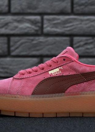 Кросівки жіночі puma suede rihanna. pink розпродаж. кеди на платформі8 фото