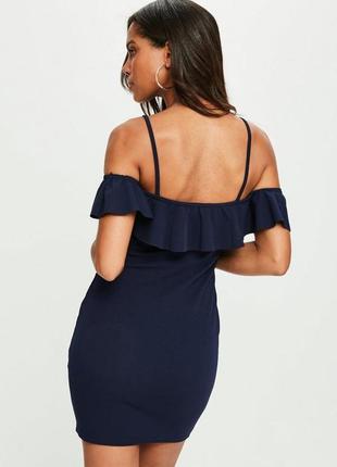 Синее платье с воланами 4