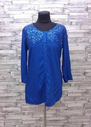 Синяя рубашка с паетками zara