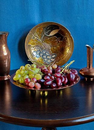 Вінтажна бронзова ваза для фруктів7 фото