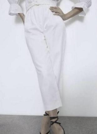 Белые брюки брючины zara1 фото