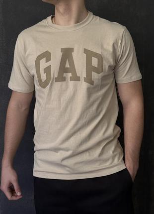 Мужская футболка &lt;unk&gt; майка gap bedrock beige (тонкая)3 фото