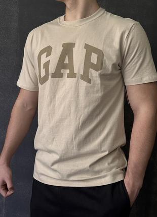 Мужская футболка &lt;unk&gt; майка gap bedrock beige (тонкая)4 фото