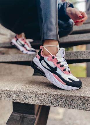 Жіночі кросівки найк nike air max react 270 white/black/pink