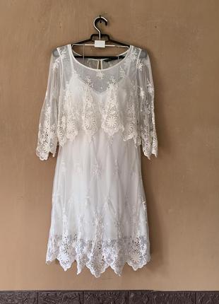 Сукня плаття білого кольору zara basic розмір xs s1 фото