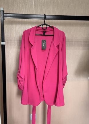 Новий яскравий рожевий жакет, піджак new look, великий розмір, батал1 фото