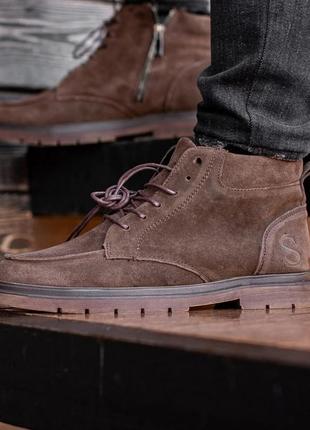 Зимние мужские ботинки мужские с мехом south flip коричневые (черевики)