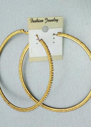 Сережки кільця жіночі з камінням із золотистого металу