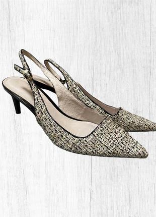 Туфли из плотного твида с открытой пяткой на маленьком каблучке