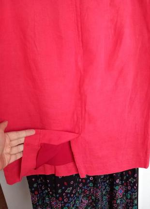 Льняная миди юбка коралового цвета лён8 фото