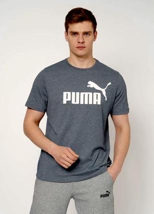 Футболка мужская puma ess heather tee серого цвета